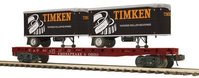 Timken Train 20-95712 Flat Car w/(2) PUP Trailers - Chesapeake & Ohio (Timken) No ...
